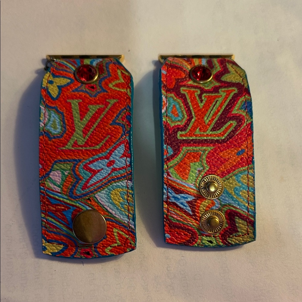 Watch me Creations Upcycled Louis Vuitton Colorful Apple Watch Band Size 3